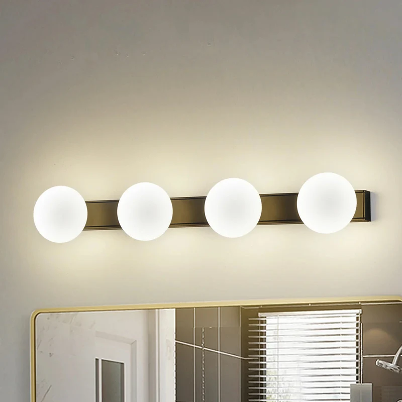 B-Ware Lucande Wandlampe Badleuchte LED Glas schwarz IP44 Aluminium Myrra 60 cm