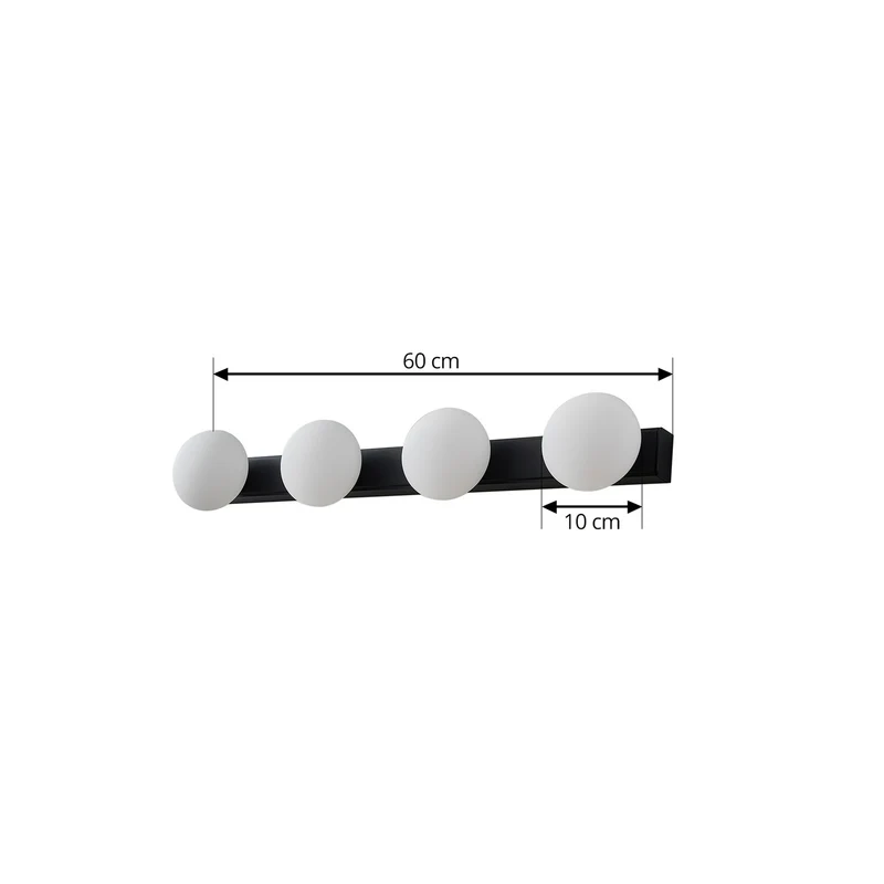 B-Ware Lucande Wandlampe Badleuchte LED Glas schwarz IP44 Aluminium Myrra 60 cm