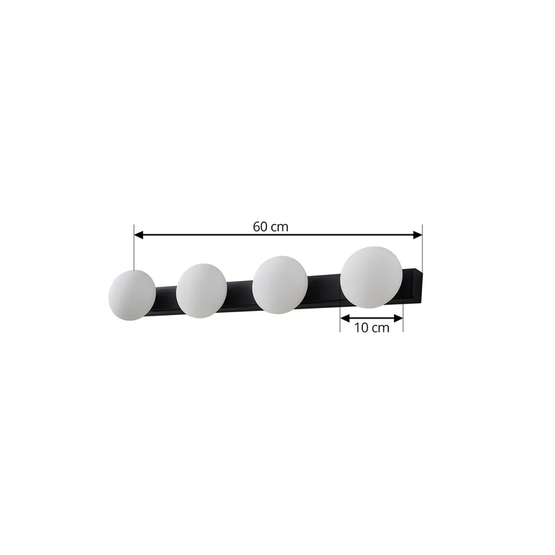 B-Ware Lucande Wandlampe Badleuchte LED Glas schwarz IP44 Aluminium Myrra 60 cm