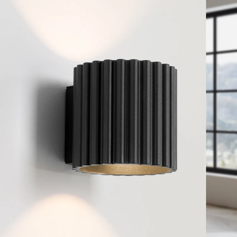 B-Ware SOLLUX Wandleuchte Wandlampe Lampe RIBLA schwarz Aluminium Beleuchtung G9 LED