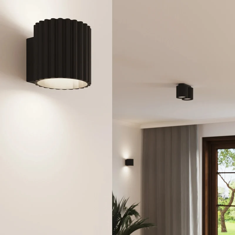 B-Ware SOLLUX Wandleuchte Wandlampe Lampe RIBLA schwarz Aluminium Beleuchtung G9 LED