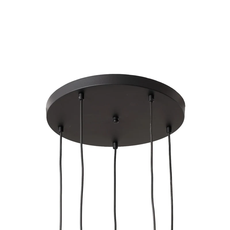 B-Ware Hängeleuchte Yildo Pendelleuchte Rondell schwarz gold Metall 5-flammig E27 LED