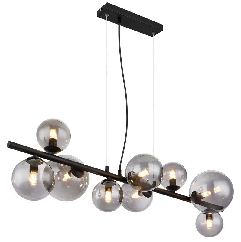 B-Ware Globo Hängeleuchte Pendellampe RIHA Glas schwarz rauchfarben 9-flammig G9 LED