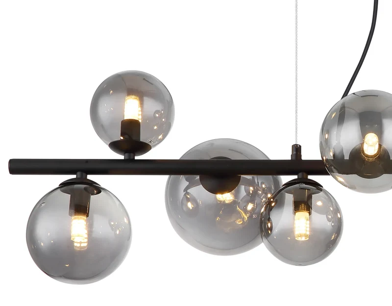 B-Ware Globo Hängeleuchte Pendellampe RIHA Glas schwarz rauchfarben 9-flammig G9 LED