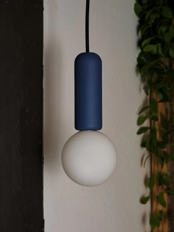 B-Ware Osram Pendelleuchte Hängelampe Decor Conrete Mic Beton Glaskugel Blau G9 LED