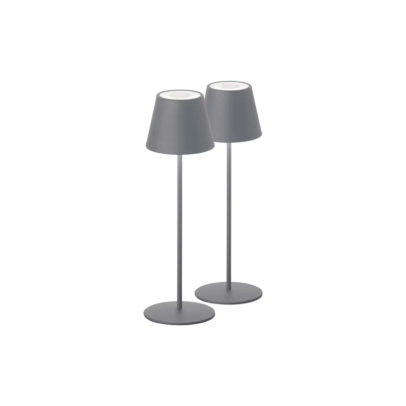 B-Ware Cosenza Tischlampe Leuchte LED Akku sandgrau Set 2er Höhe 38cm Metall