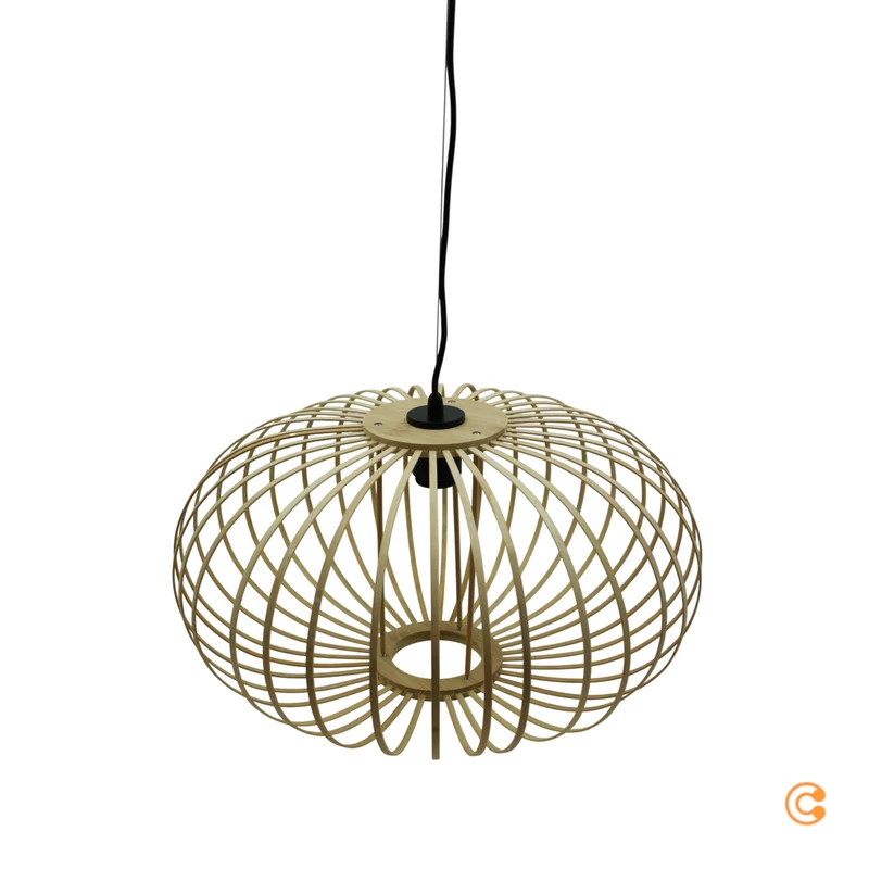 B-Ware JUST LIGHT Hängelampe Pendelleuchte Racoon Lampe LED hellbraun Holzschirm H95