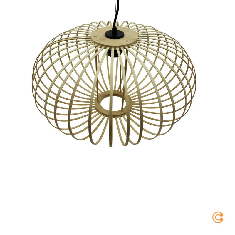 B-Ware JUST LIGHT Hängelampe Pendelleuchte Racoon Lampe LED hellbraun Holzschirm H95
