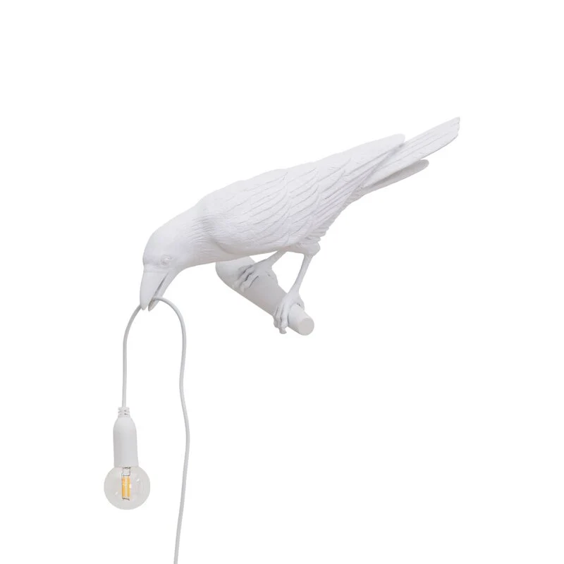 B-Ware Seletti Wandlampe Wandleuchte Bird Lamp LED weiß Kunstharz Blick links