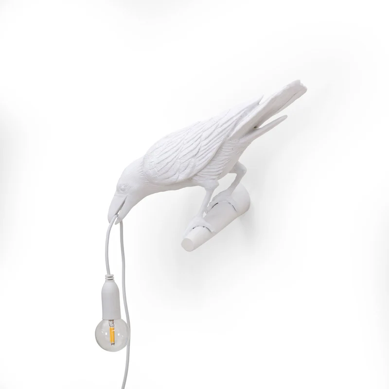 B-Ware Seletti Wandlampe Wandleuchte Bird Lamp LED weiß Kunstharz Blick links