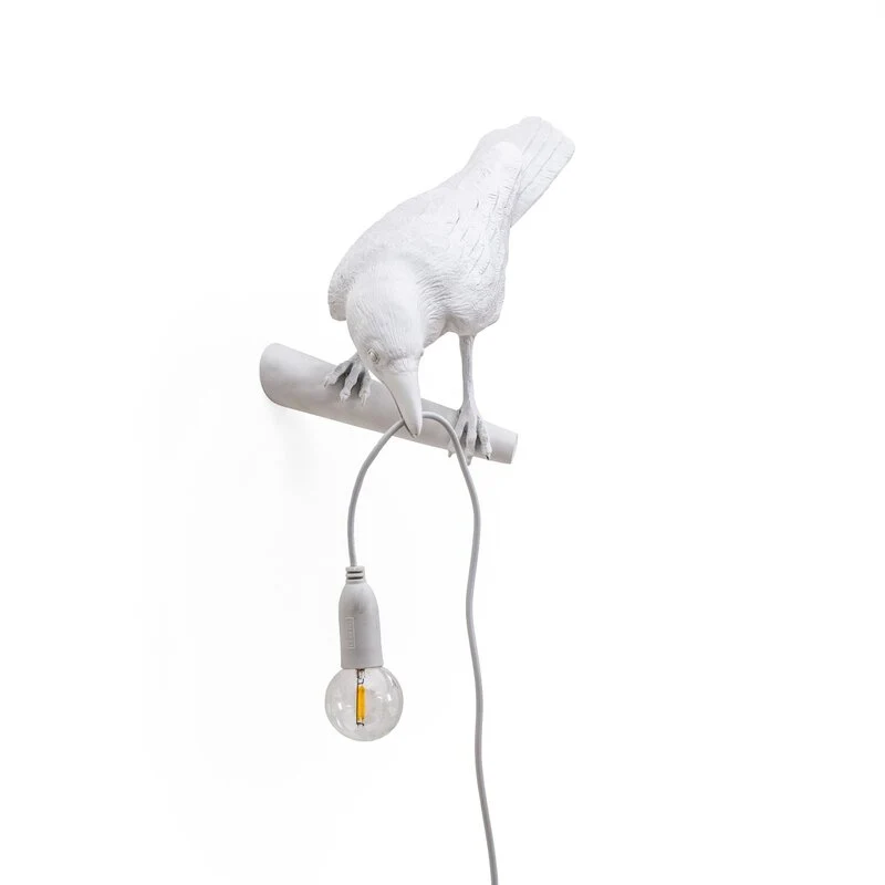 B-Ware Seletti Wandlampe Wandleuchte Bird Lamp LED weiß Kunstharz Blick links