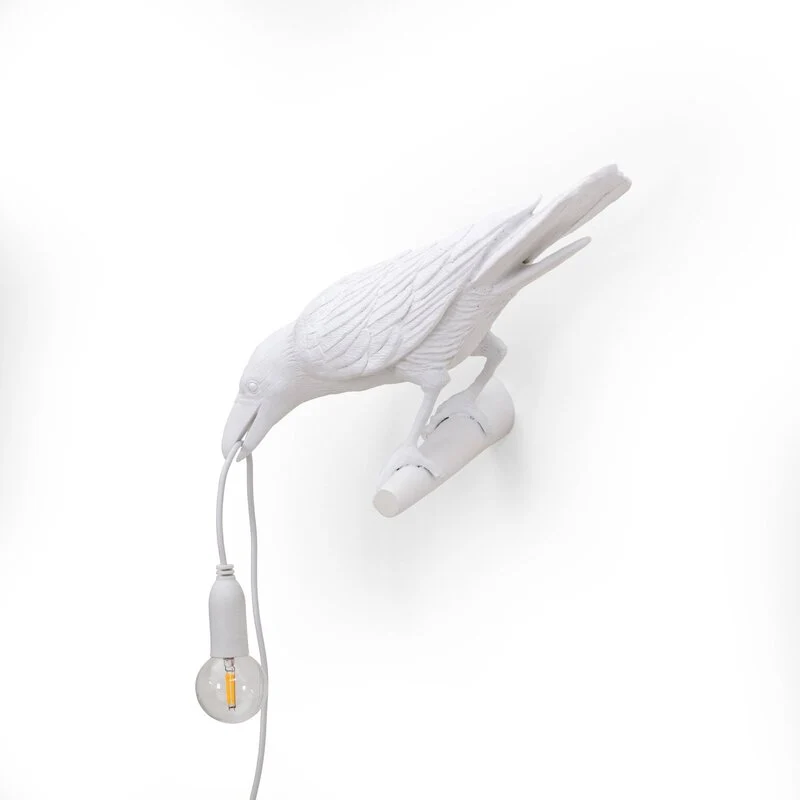 B-Ware Seletti Wandlampe Wandleuchte Bird Lamp LED weiß Kunstharz Blick links