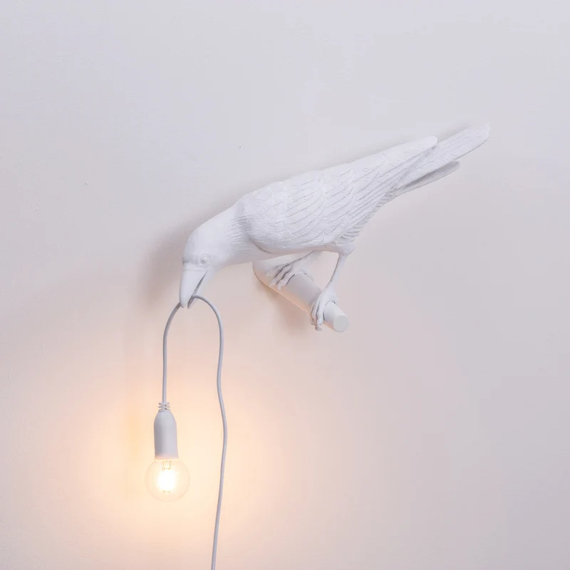 B-Ware Seletti Wandlampe Wandleuchte Bird Lamp LED weiß Kunstharz Blick links