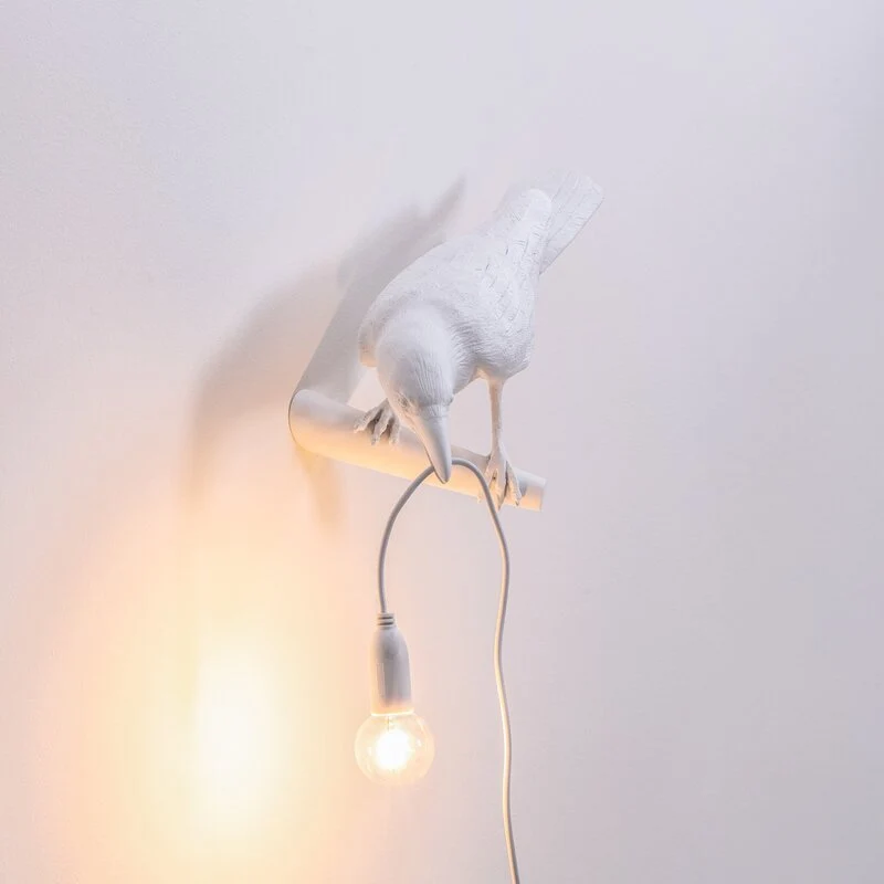 B-Ware Seletti Wandlampe Wandleuchte Bird Lamp LED weiß Kunstharz Blick links