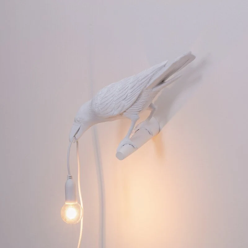 B-Ware Seletti Wandlampe Wandleuchte Bird Lamp LED weiß Kunstharz Blick links