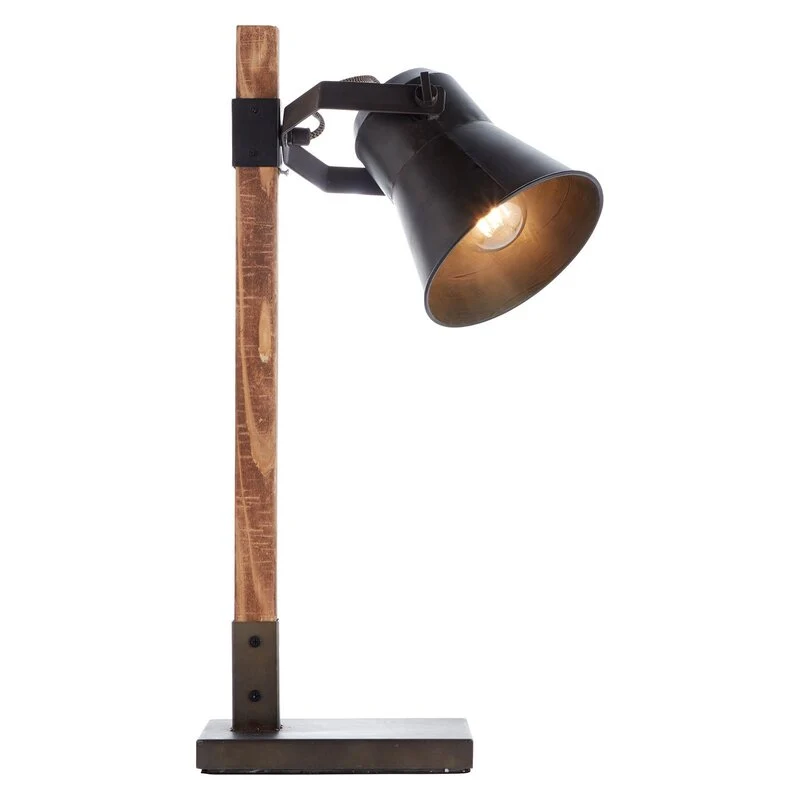 B-Ware Brilliant Tischleuchte Lampe Plow Schreibtischlampe Leuchte schwarz/holz dunkel