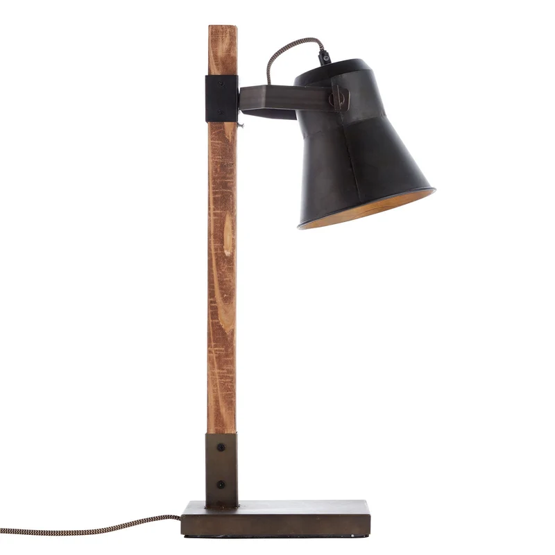 B-Ware Brilliant Tischleuchte Lampe Plow Schreibtischlampe Leuchte schwarz/holz dunkel