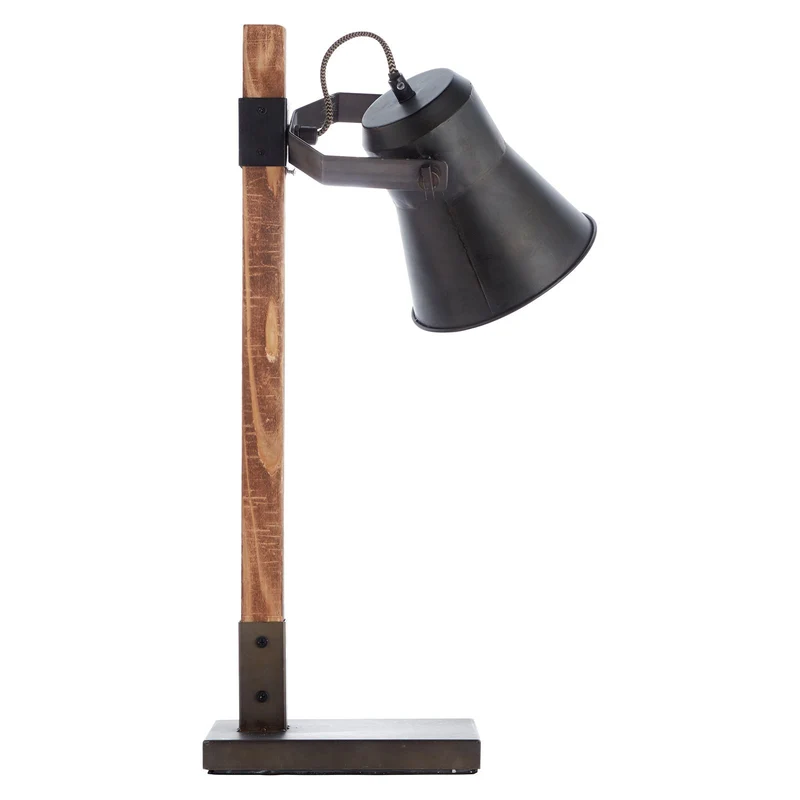 B-Ware Brilliant Tischleuchte Lampe Plow Schreibtischlampe Leuchte schwarz/holz dunkel