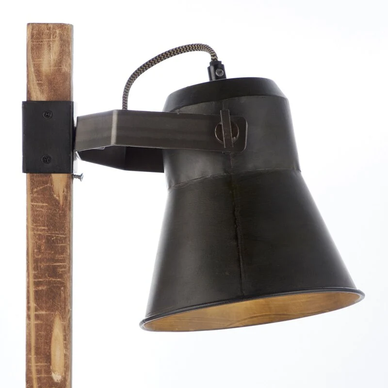 B-Ware Brilliant Tischleuchte Lampe Plow Schreibtischlampe Leuchte schwarz/holz dunkel