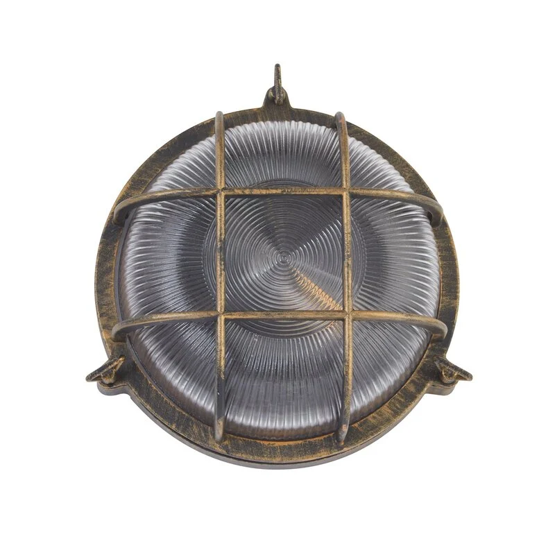 B-Ware Searchlight Schiffsarmatur Porto Wandleuchte Deko-Wandleuchte rund schwarz gold