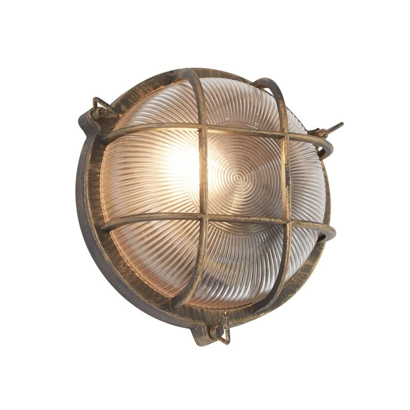 B-Ware Searchlight Schiffsarmatur Porto Wandleuchte Deko-Wandleuchte rund schwarz gold