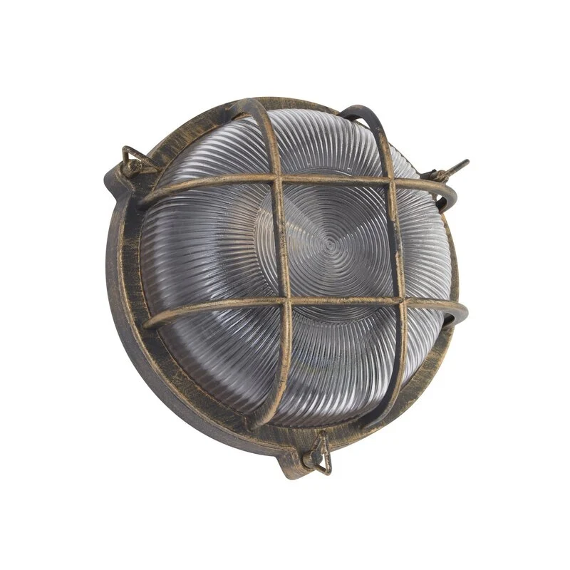 B-Ware Searchlight Schiffsarmatur Porto Wandleuchte Deko-Wandleuchte rund schwarz gold
