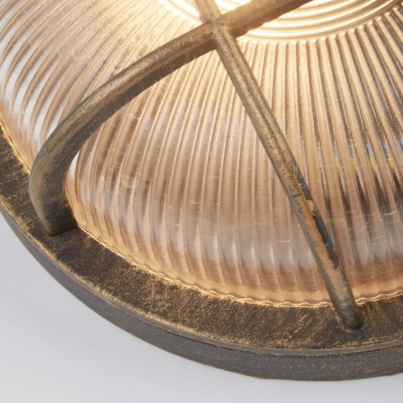 B-Ware Searchlight Schiffsarmatur Porto Wandleuchte Deko-Wandleuchte rund schwarz gold