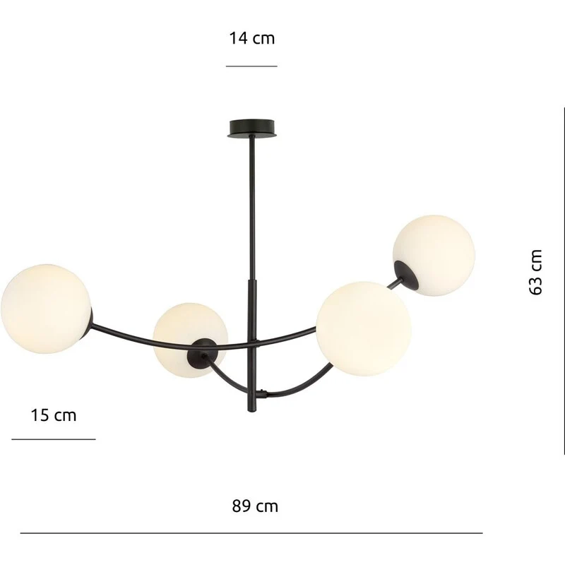 B-Ware Emibig Deckenleuchte Lampe Glaskugeln Hunter IV schwarz opal 4-flammig