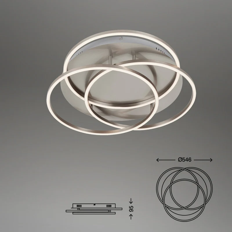 B-Ware Briloner Deckenleuchte Lampe LED Frames Ringe Memoryfunktion weiß nickel matt