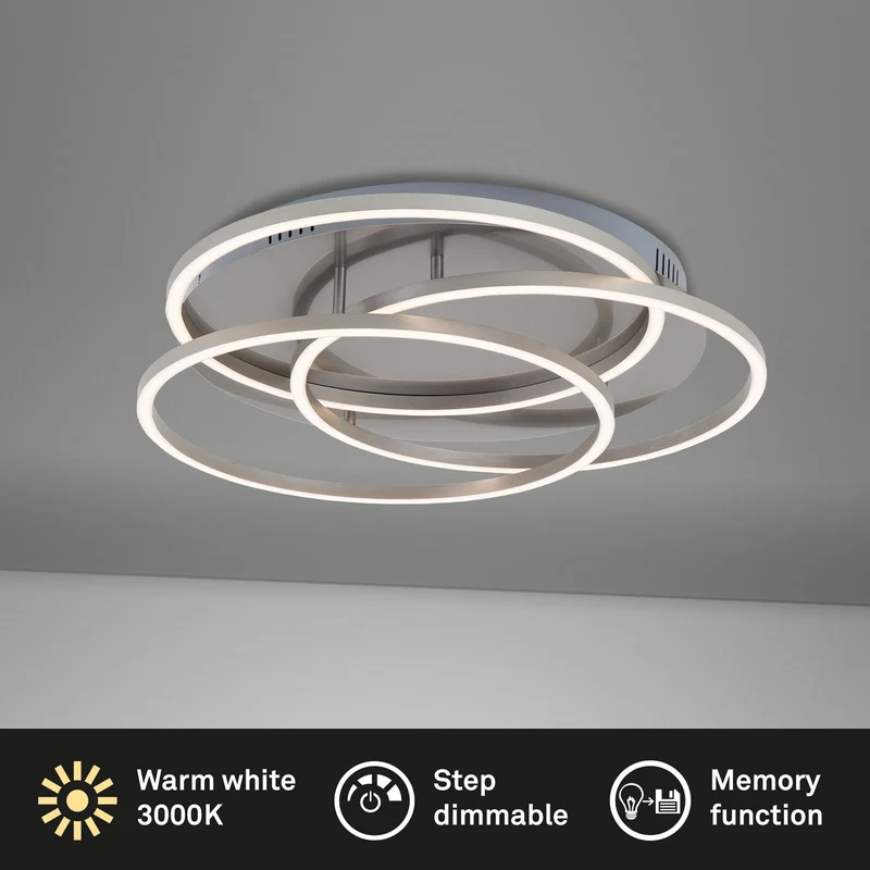B-Ware Briloner Deckenleuchte Lampe LED Frames Ringe Memoryfunktion weiß nickel matt
