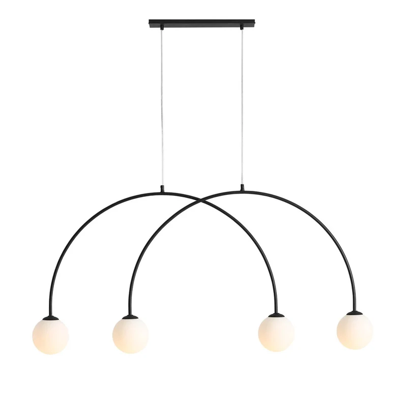 B-Ware Alison Hängelampe Pendelleuchte Bogenlampe schwarz/weiß 4fl 129cm