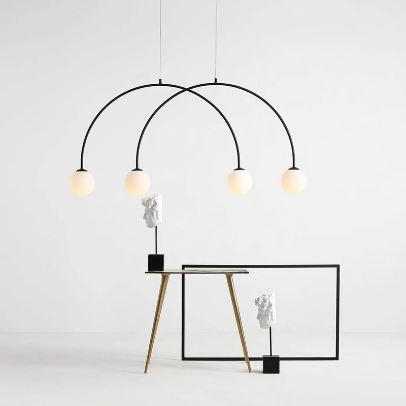 B-Ware Alison Hängelampe Pendelleuchte Bogenlampe schwarz/weiß 4fl 129cm