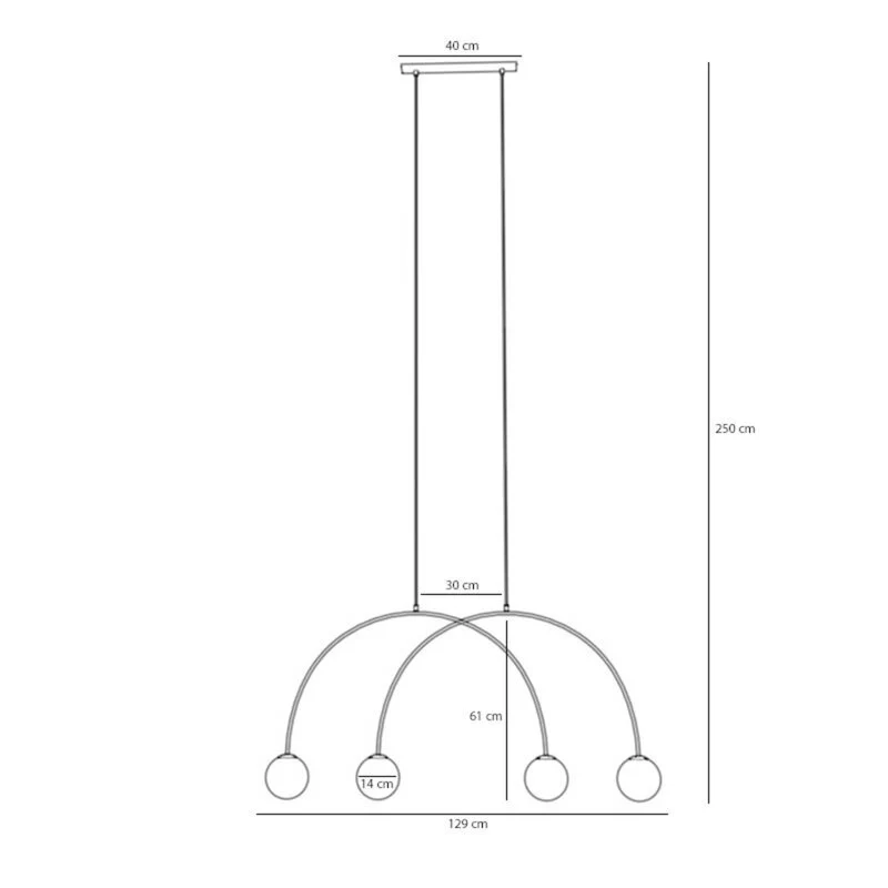 B-Ware Alison Hängelampe Pendelleuchte Bogenlampe schwarz/weiß 4fl 129cm