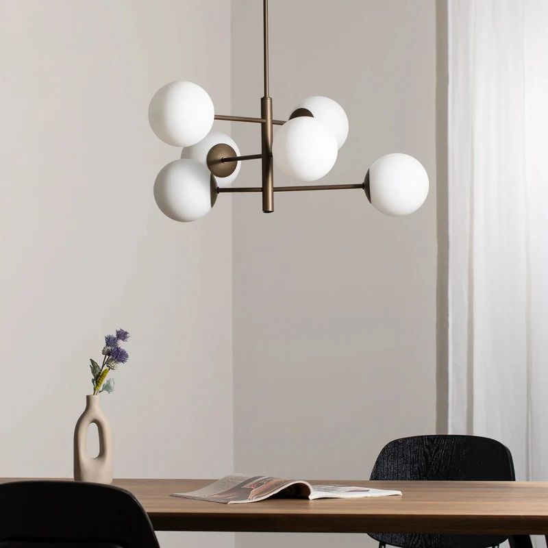 B-Ware Domiluce Hängeleuchte Pendelleuchte Aurora braun 60 cm 6-flammig Glas E14 Lampe