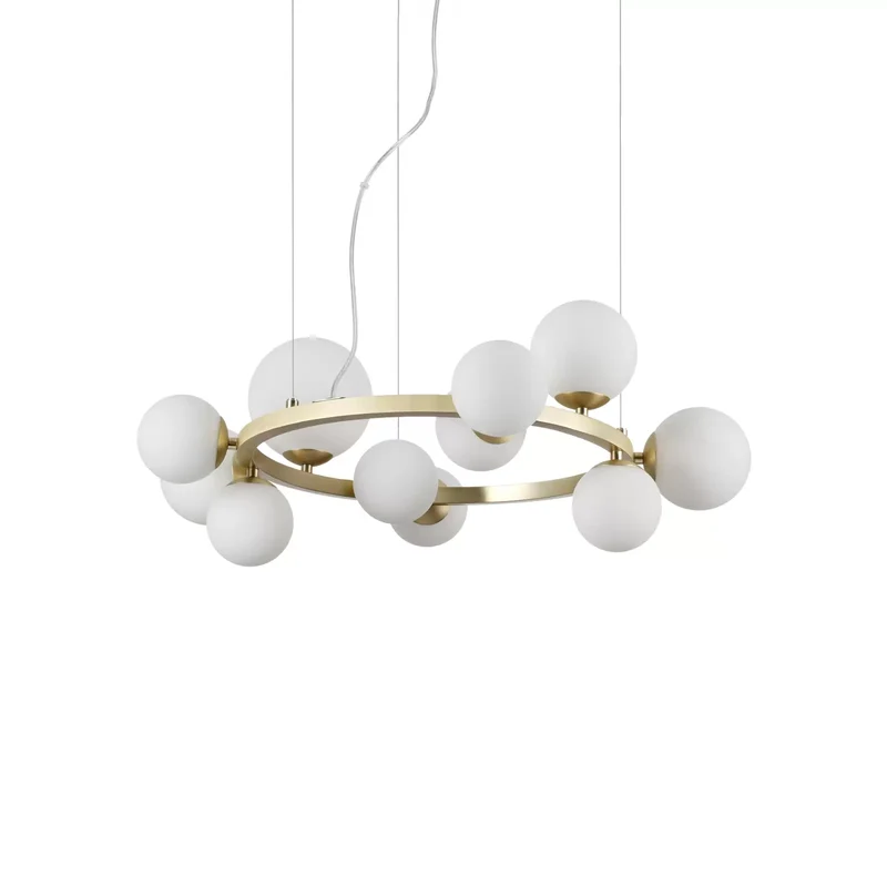 B-Ware Ideallux Perlage Hängeleuchte Deckenlampe Lampe messing weiß 11flg Ø 73 cm