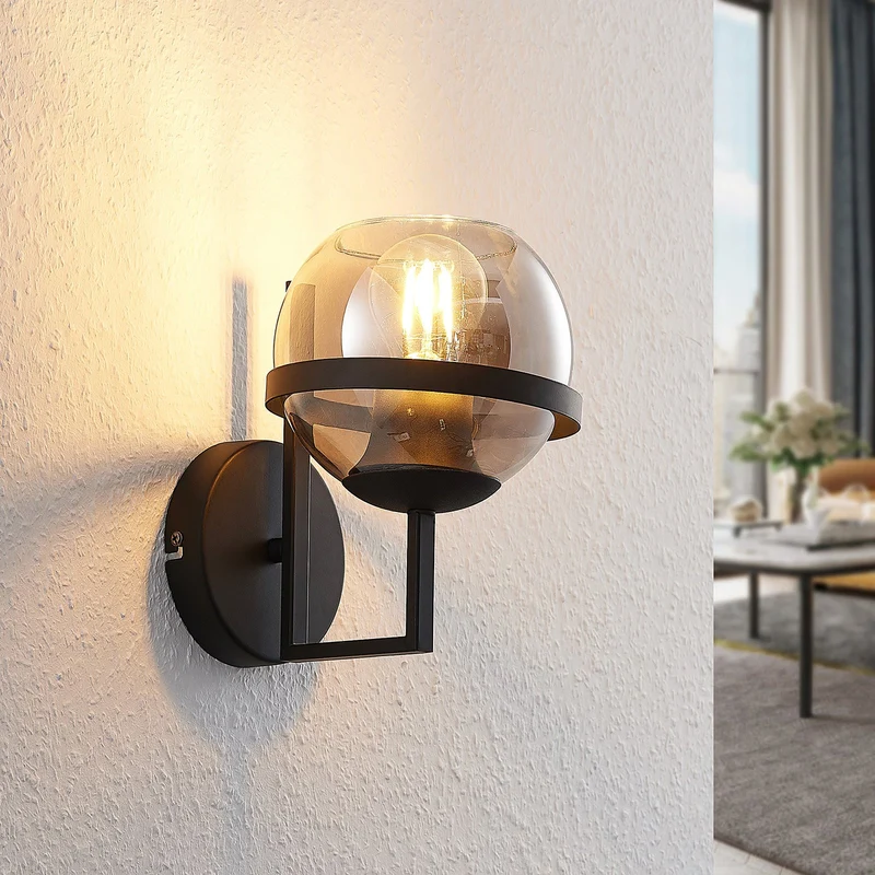 B-Ware Lindby Marinka Wandleuchte Wandlampe Flurleuchte Lampe Leuchte E27 Rauchglas