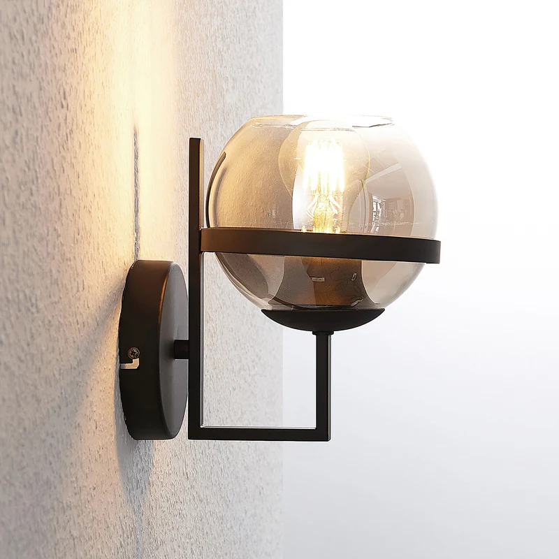B-Ware Lindby Marinka Wandleuchte Wandlampe Flurleuchte Lampe Leuchte E27 Rauchglas