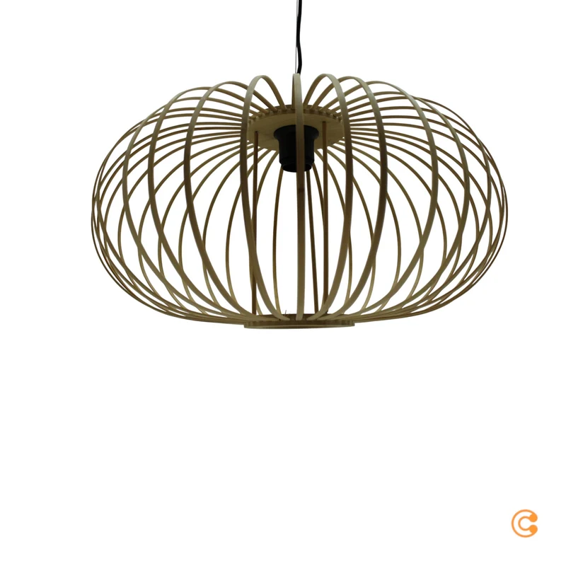 B-Ware JUST LIGHT Hängelampe Pendelleuchte Racoon Lampe LED hellbraun Holzschirm Holz