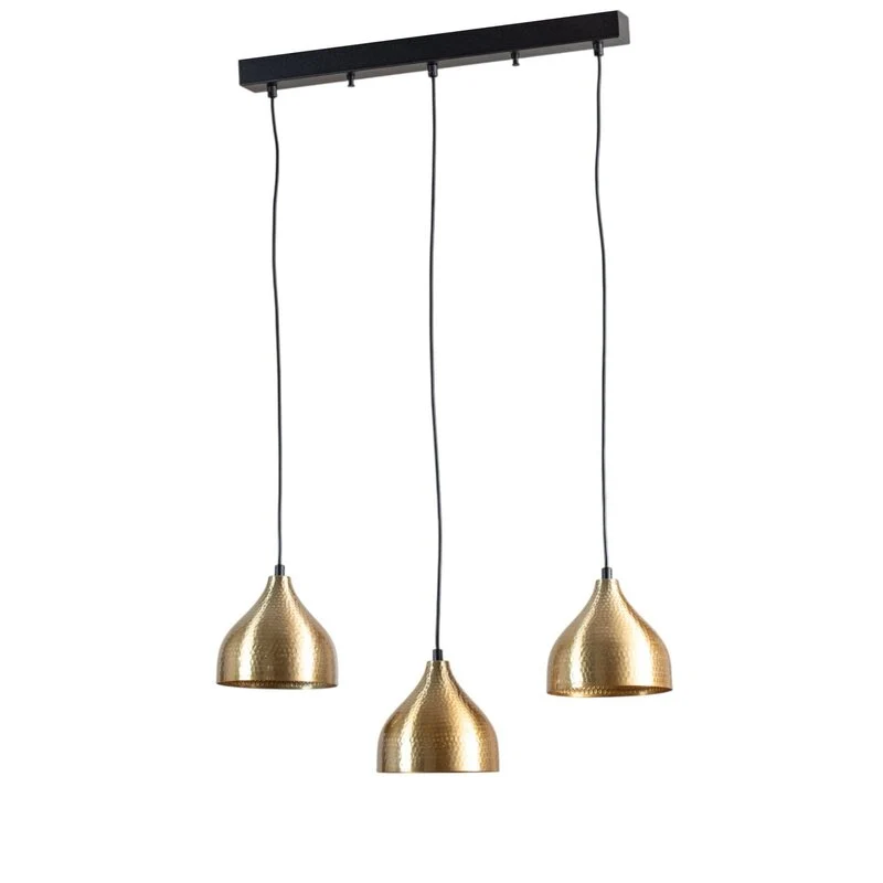 B-Ware Opviq Hängeleuchte Pendelleuchte Tattoo 6214 goldfarben Metall 3-flammig linear
