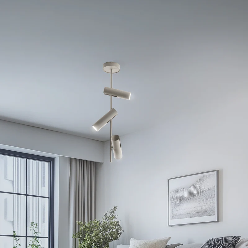B-Ware SIGMA Deckenspot Leda 3 Strahler Lampe taupe Stahl GU10 3-flammig Höhe 76 cm