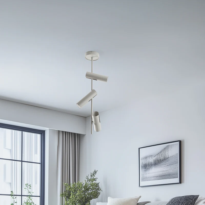 B-Ware SIGMA Deckenspot Leda 3 Strahler Lampe taupe Stahl GU10 3-flammig Höhe 76 cm