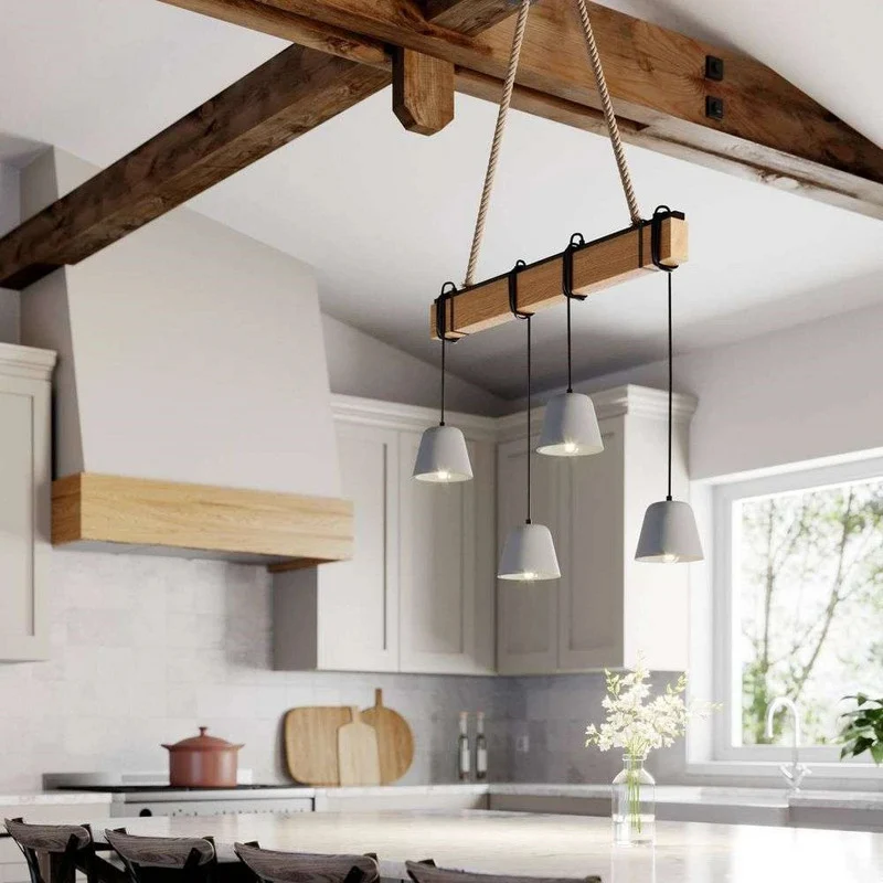 B-Ware Lucande Hängeleuchte Pendelleuchte Holzlampe E14 schwarz eiche