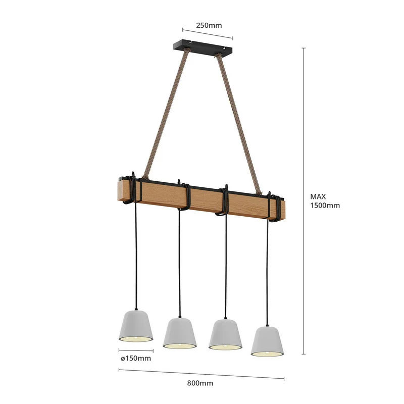 B-Ware Lucande Hängeleuchte Pendelleuchte Holzlampe E14 schwarz eiche