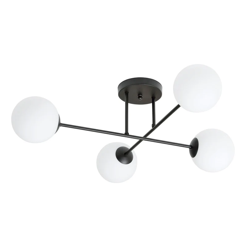 B-Ware Euluna Deckenlampe Leuchte Glaslampe Glasschirm Lampe schwarz opal 4-flg.