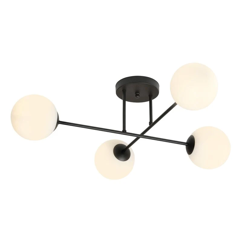 B-Ware Euluna Deckenlampe Leuchte Glaslampe Glasschirm Lampe schwarz opal 4-flg.