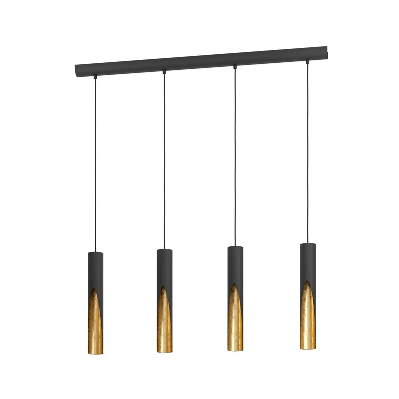 B-Ware LED Hängeleuchte Pendelleuchte Barbotto LED Lampe Schwarz Gold 4fl