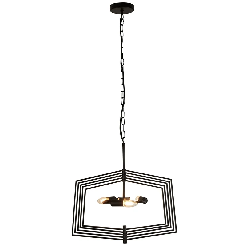 B-Ware Searchlight Hängeleuchte Pendelleuchte Slinky Metall schwarz dreiflammig 50 cm