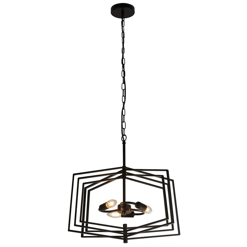 B-Ware Searchlight Hängeleuchte Pendelleuchte Slinky Metall schwarz dreiflammig 50 cm