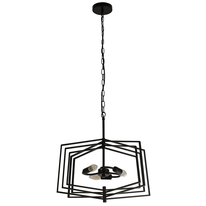 B-Ware Searchlight Hängeleuchte Pendelleuchte Slinky Metall schwarz dreiflammig 50 cm