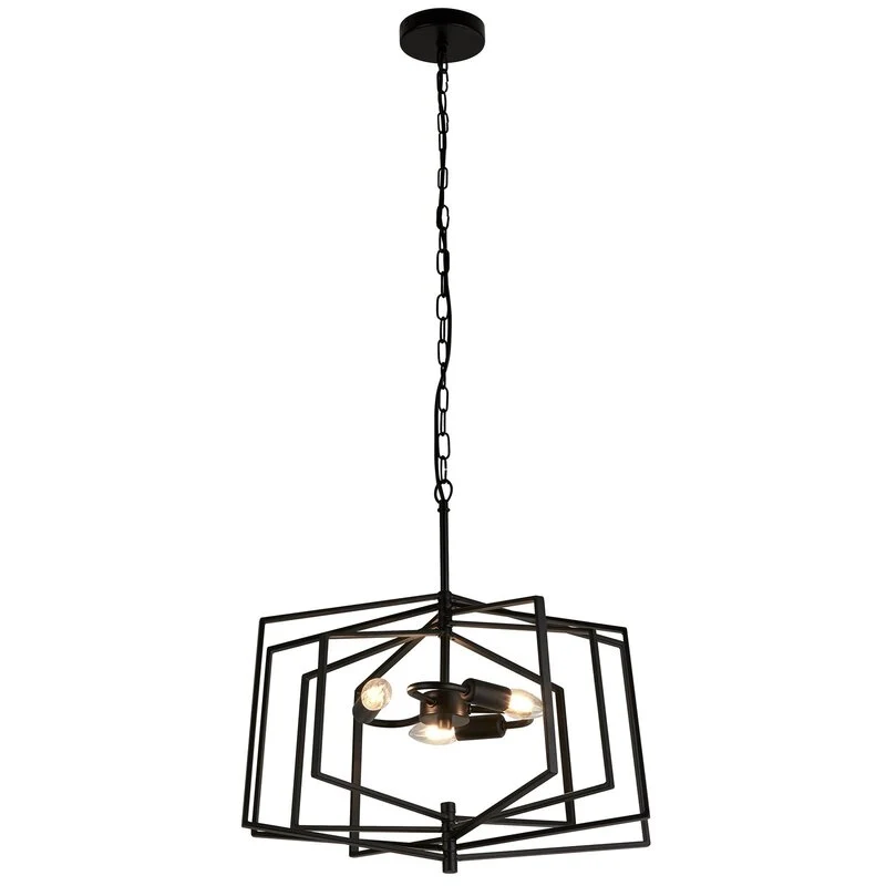 B-Ware Searchlight Hängeleuchte Pendelleuchte Slinky Metall schwarz dreiflammig 50 cm